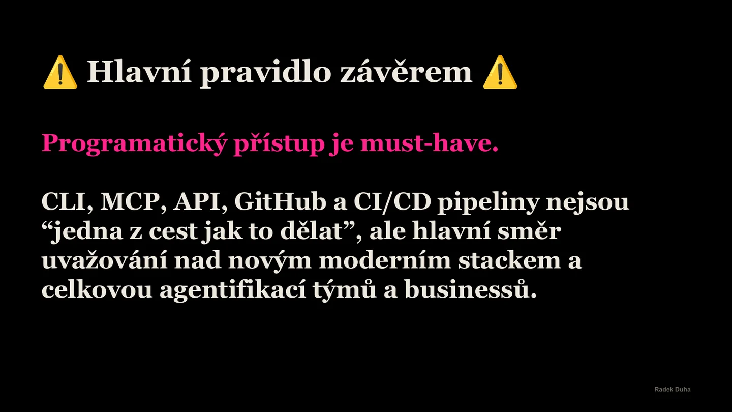 Slide se závěrečným pravidlem o programatickém přístupu